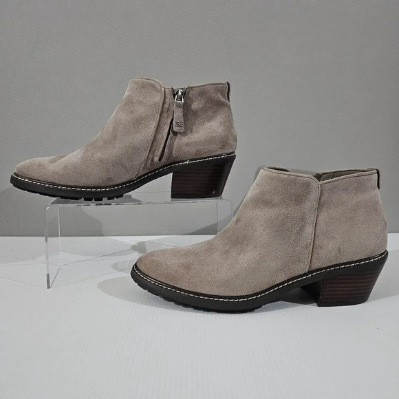NEW Sam Edelman Pryce Ankle Bootie Women 9.5 Taupe Suede Waterproof Western Fall - Picture 2 of 12